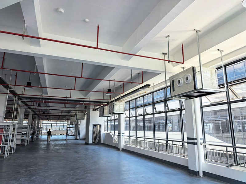 電動(dòng)工具生產(chǎn)車間制冷降溫，安裝蒸發(fā)冷省電空調(diào) - 臥式射流機(jī)型