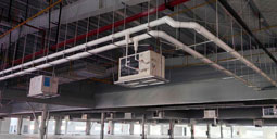 大型服裝廠整體降溫，安裝星科蒸發(fā)冷省電空調(diào)-臥式軸流機組